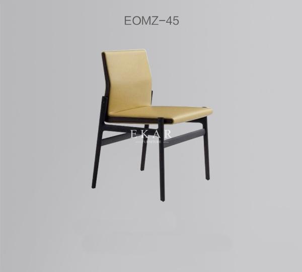 Simple Design Upholstered Restaurant Yellow Leather Dining Chair