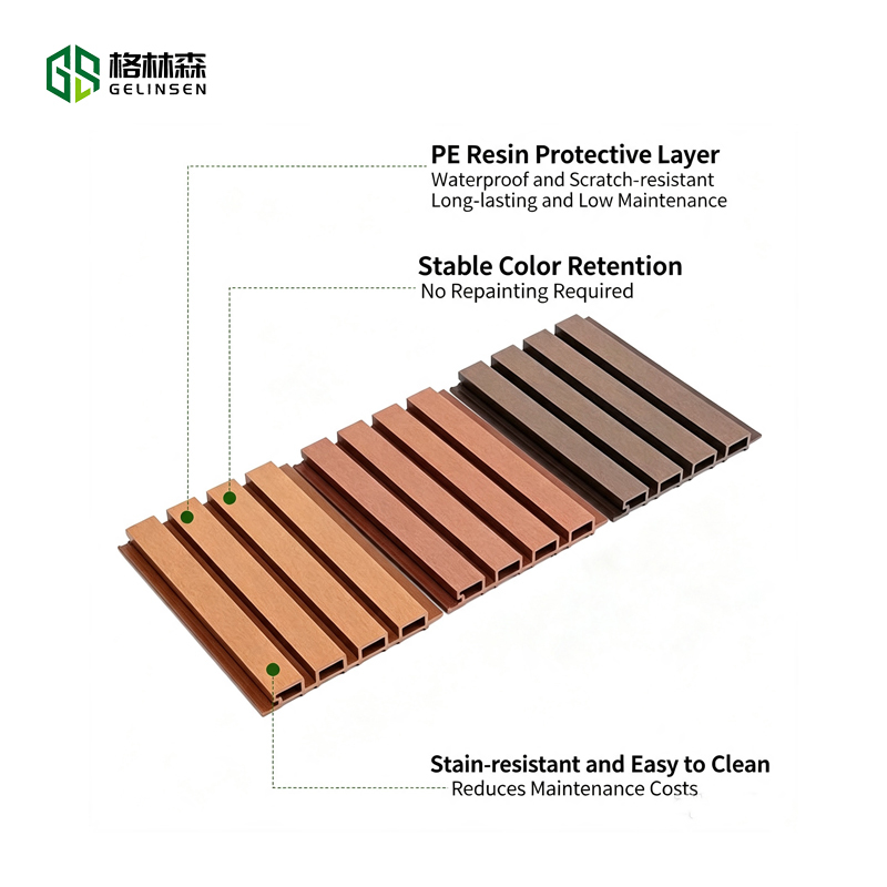 219x26mm WPC Wall Panels 3D Slat Outdoor Cladding UV Resistant Weatherproof for Garden