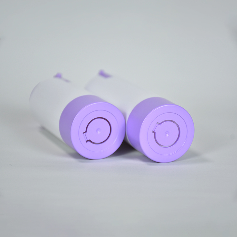 Recyclable Private Label 15ml 30ml 50ml  Round Shape Custom Pink Purple Color Airless ABS Lotion Bottle for Skincare Packaging
