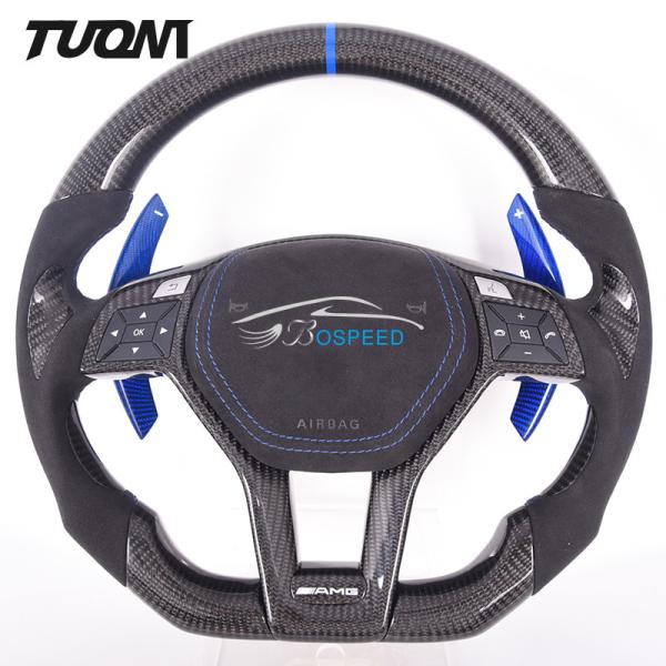 350mm Mercedes Amg Steering Wheel W212 Blue Paddles High Gloss