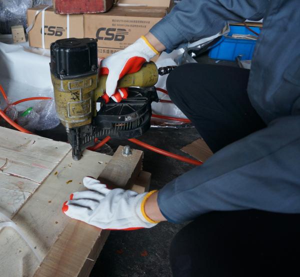 15 Gauge Polyester Liner Oil Resistant Warehouse Latex Work Gloves With Orange Latex Dipping