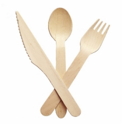 140mm Biodegradable Birch Disposable Wooden Cutlery 150mm Wooden Fork Knife And Spoon
