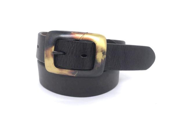 1-1/2 Men's 100% Italian Cow Leather Belt With Antique Patina Pin Buckle