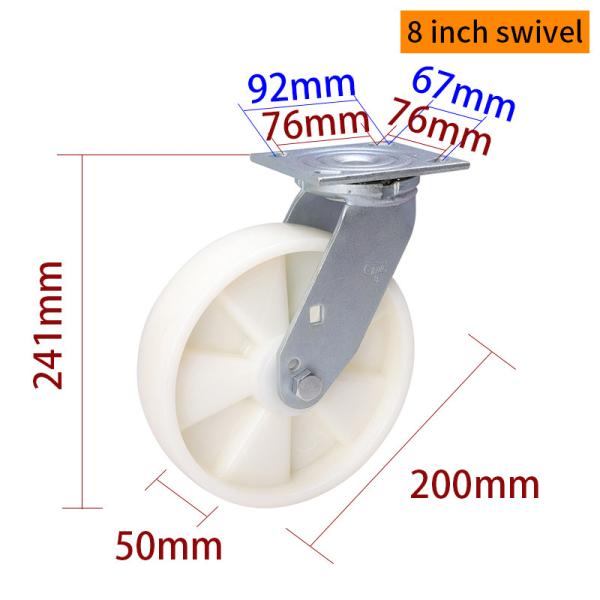 450kg Load 8 Inch 200mm Heavy Duty Castor Wheels With Brake 738-26