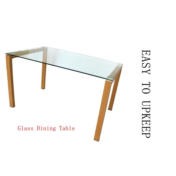 Clear OEM Tempered Glass Dining Table With 60x60mm Aluminum Plate