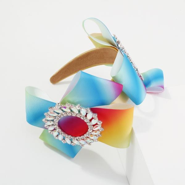 Creative gradient color rainbow hair hoop headbands lady girls fashion exaggerated insert drill Yiwu accessories