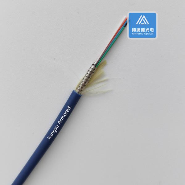 Cable de fibra blindada en espiral de 6 núcleos de modo único de 5,0 mm azul de PVC resistente a roedores FTTH