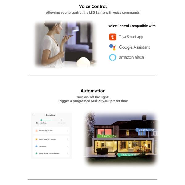 Wi-Fi Rechargeable Table Lamp Dimmable RGBW Night Light, Waterproof for Living Rooms, Bedrooms and Outdoor