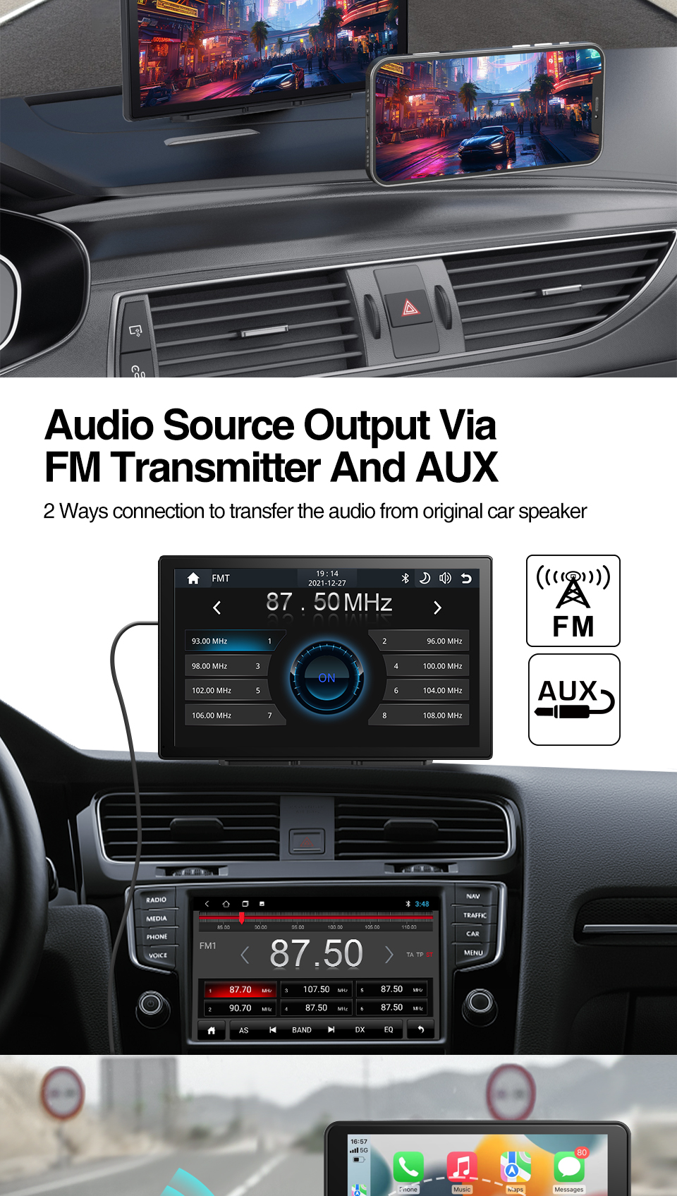 GRANDnavi Wifi BT портативное навигационное устройство универсальное 9 дюймовое Linux System CarPlay Android Auto Mirror Link