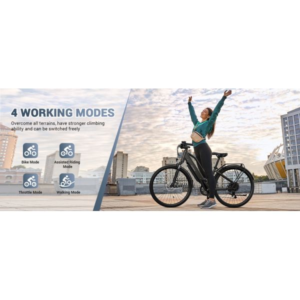 TST C624 26'' Frame 5 Modes 7 Speed 32-37km/h Electric City Bike High Speed Brushless Pedal-Assist Digital Charging 36V Lithium