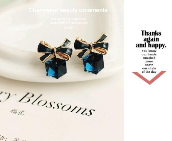 2018 Fashion Diamend Butterfly Shape Earrings Ear Drops Silver Exported Korea Fashion
