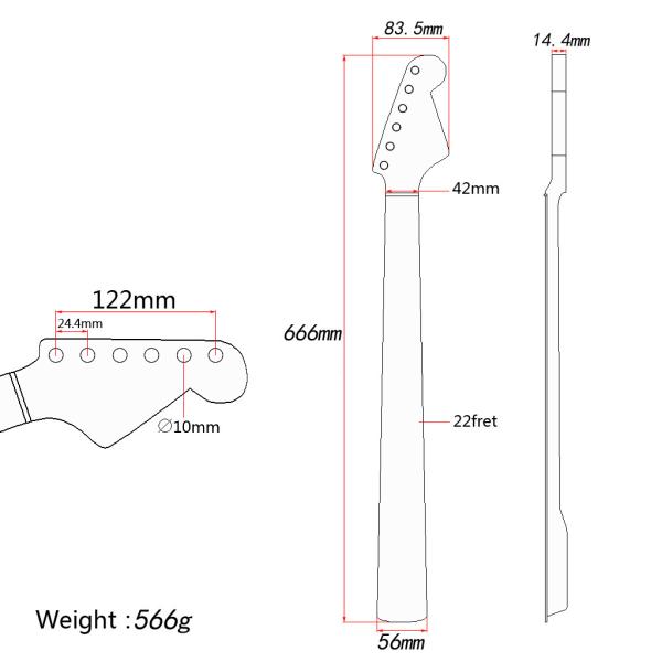 22 Frets Fender Stratocaster Neck Replacement Rosewood Fingerboard Canada Maple Adjustable Truss Rod