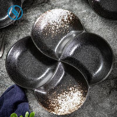 Savall Irregular Eclectic Black Porcelain Dinnerware For Caterers Canteens