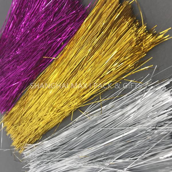 Brown Colored Plastic Shredded Tissue Paper For Gift Baskets PE Metallic Decoration