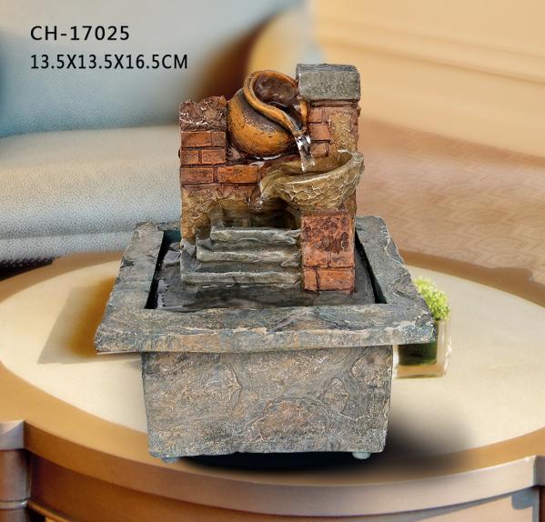 Polyresin Red Brick  H16.5CM American Style  Fountain Tabletop Small Ornament Office Decor Gift Handicraft Creativity