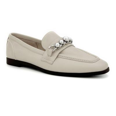Slip On Loafers de couro plano Mulheres com revestimento de couro de sola interna EVA
