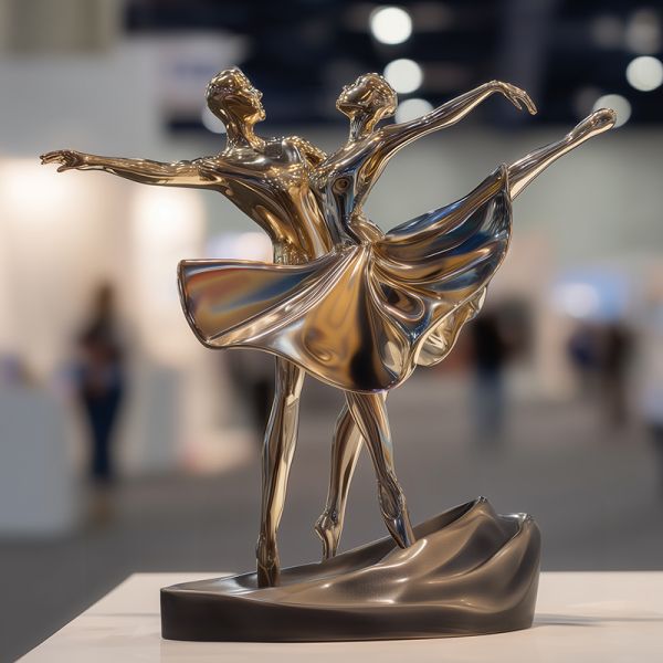 Electroplated Silver Figure Statue , Dancer Custom Resin Sculpture For Home Ornament