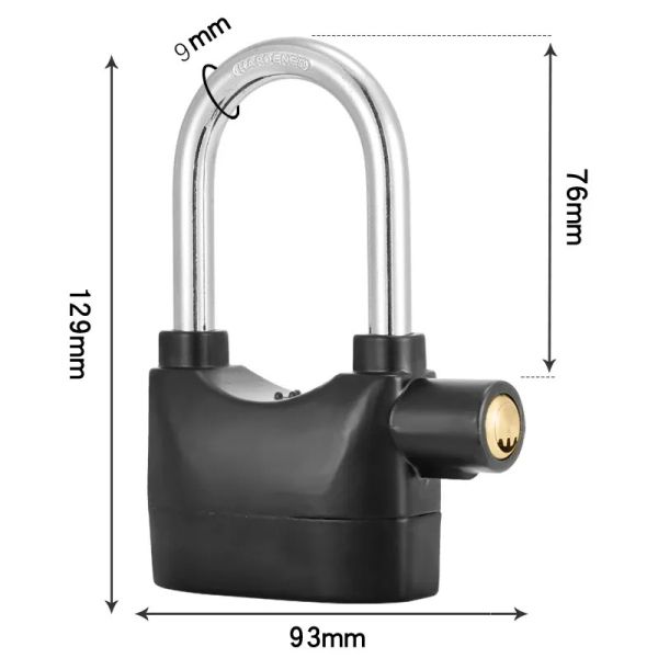 Wholesale Plastic siren alarm padlock 110db anti-theft heavy duty key padlock motorcycle alarm padlock