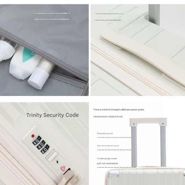 1808 Thickened Aluminum Alloy Trolley Suitcase with TSA Lock and Multifunctional Cup Holder