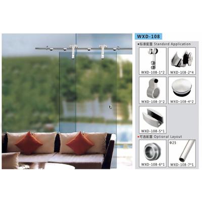 Bathroom Sliding Door System 108, Stainless Steel 304, Satin MIrror,  glass sliding door