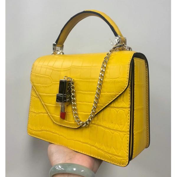 Authentic Crocodile Belly Skin Women Small Orange Purse Lady Chain Handbag Genuine Alligator Leather Female Shoulder Bag