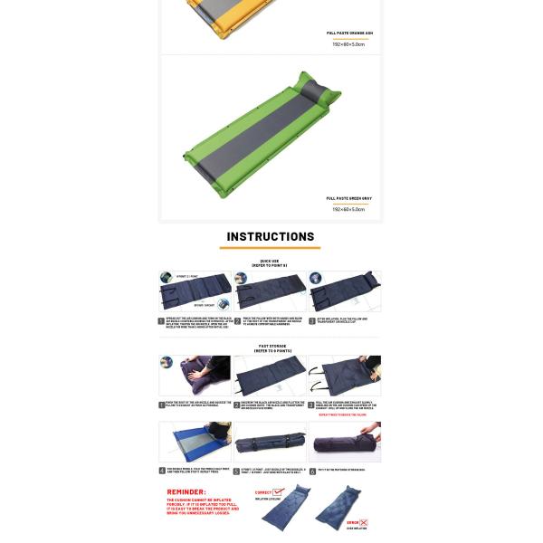 воздух пусковой площадки спать располагаясь лагерем кровати 192x60x5.0cm складной раздувной акриловый располагаясь лагерем