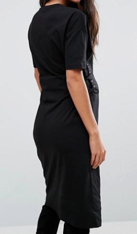 Black Color Pregnant Women Outfits Long Maternity T Shirt Dress With Corset