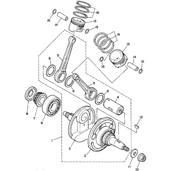 XV250 Motorbike Engine Parts , Route 66 Radial Engine Crankshaft  Virago1988-201