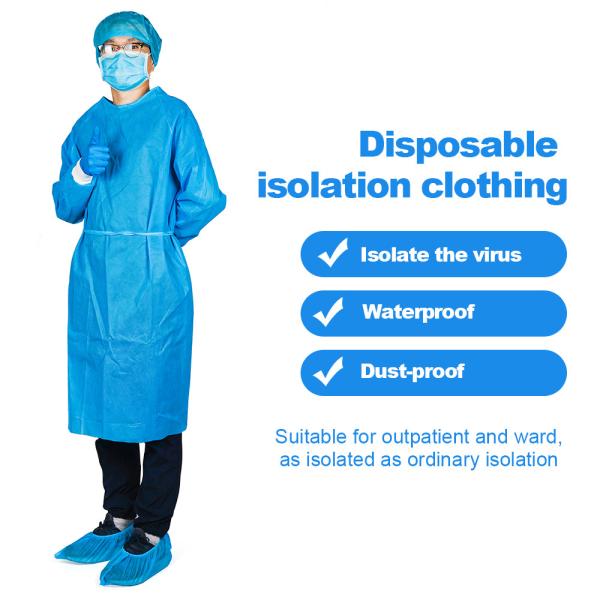 Medical Non Woven Isolation Gown CE FDA , Long Sleeve Disposable Aprons