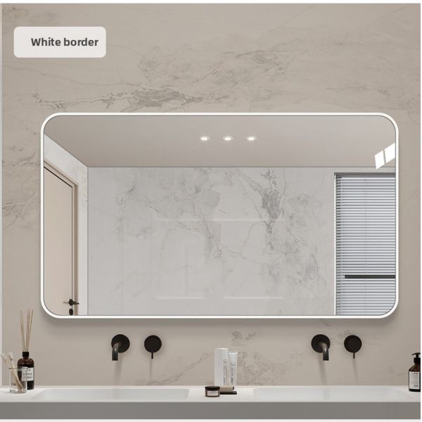 Modern Rectangular Wall-Mounted Bathroom Vanity Mirror IP44 Protection Rating Aluminum Alloy Touch Switch Villa Apartment Use
