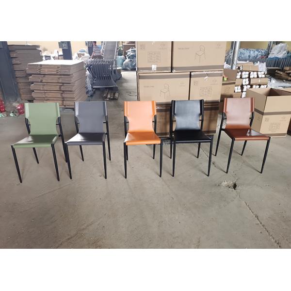 Restaurant PU Dining Chairs Ergonomic Backrest Nordic Saddle Leather