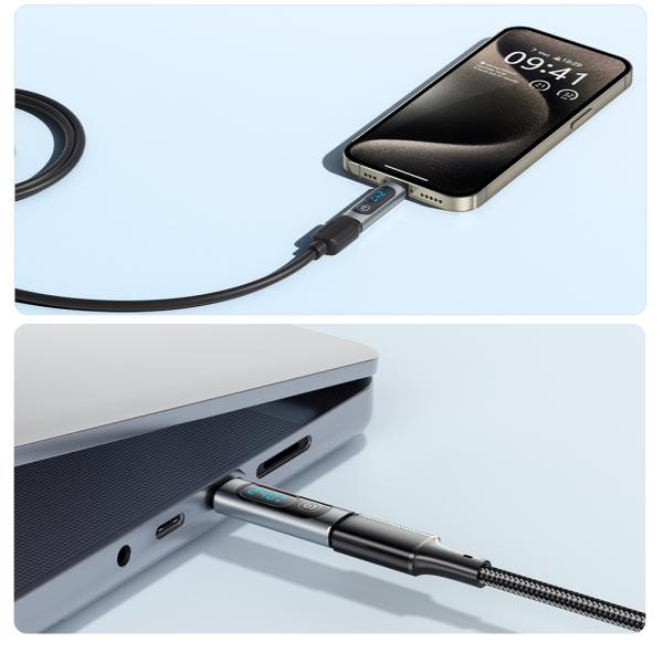 ESSAGER ES-OTG16 240W Type C To C USB OTG Adapter With Digital Display