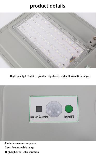 60W Ip65 Solar Street Light All In One Waterproof Motion Sensor Led Road Lighting