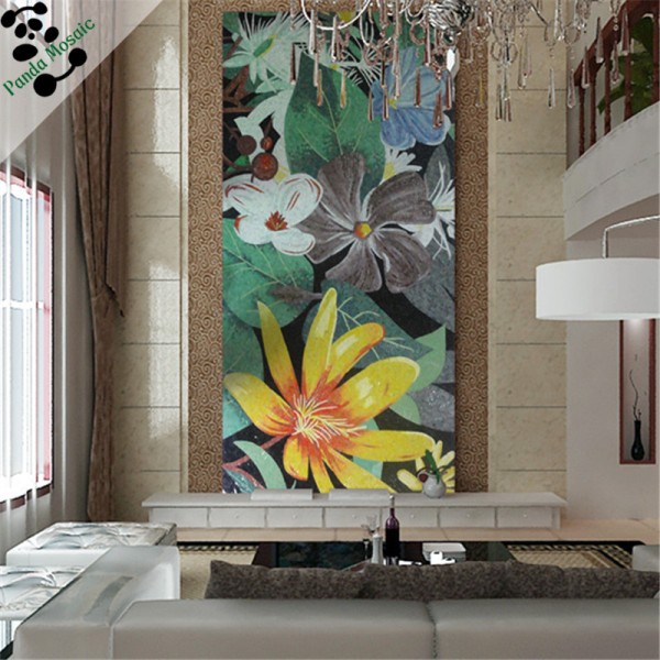 MB SMM08-B Glass Mosaic Art Wall Tile Handmade Tile Glass Painting Pictures Flower Mosaic Bedroom Mural