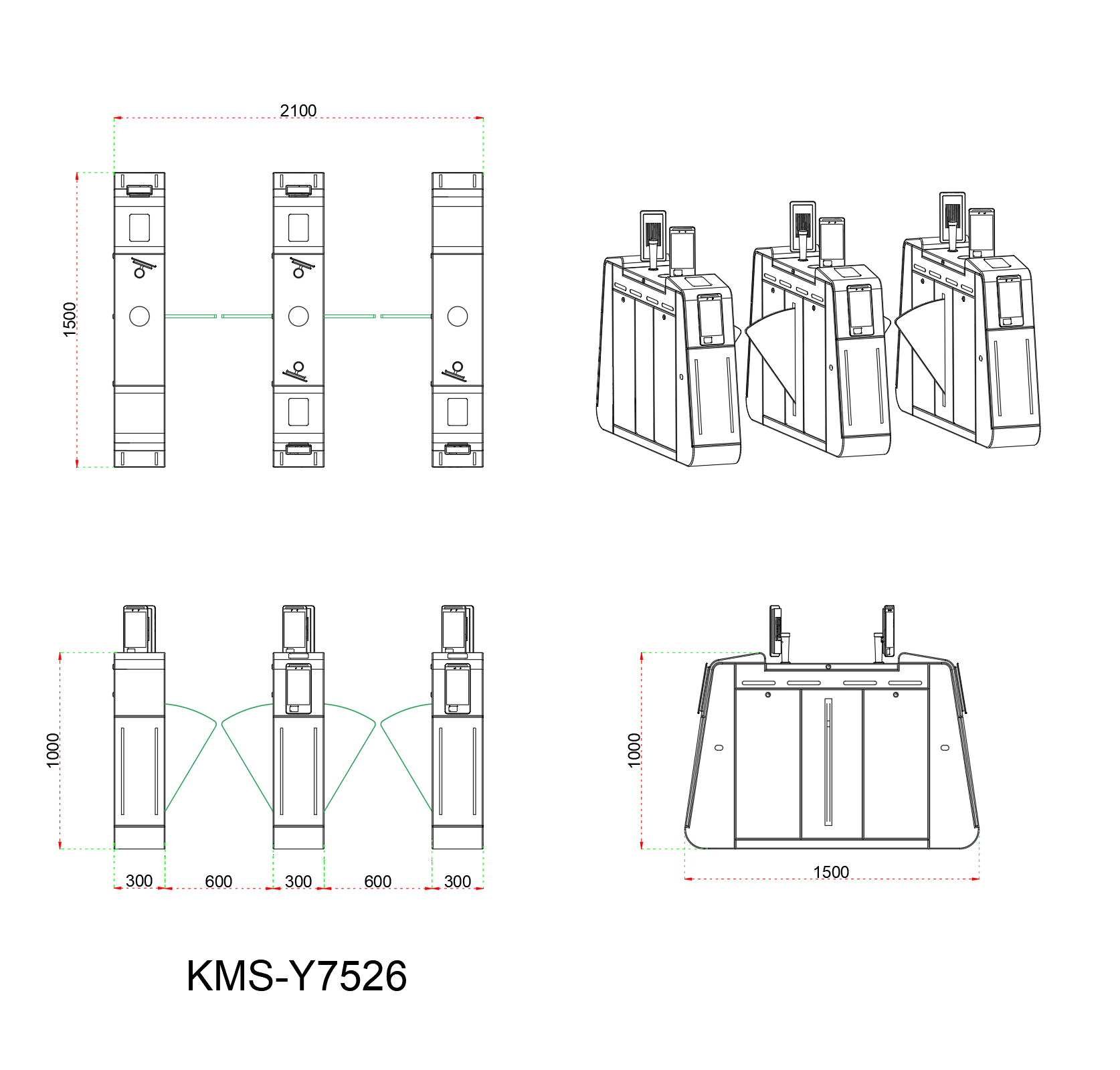 Wing Barrier For Amusement Park Entrance With Brushed Motor And QR Code Access Control