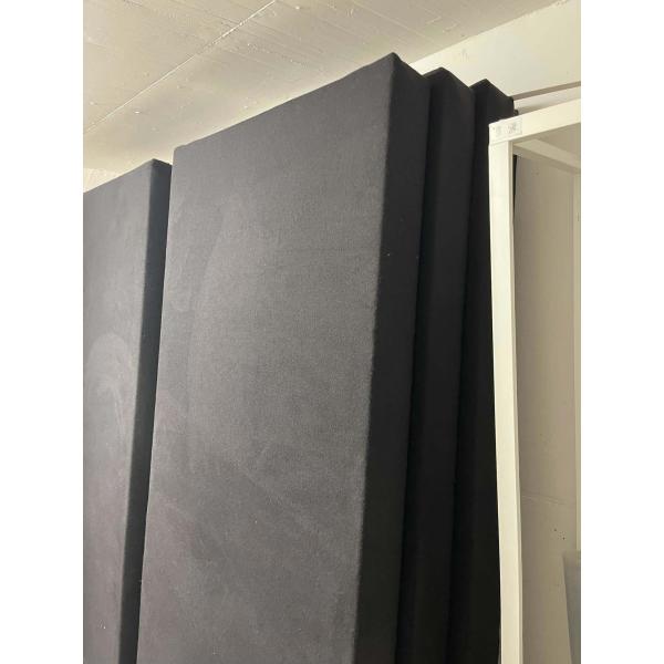 Sala de música Pared de aislamiento acústico Tejido negro envuelto Paneles acústicos Tabla de absorción