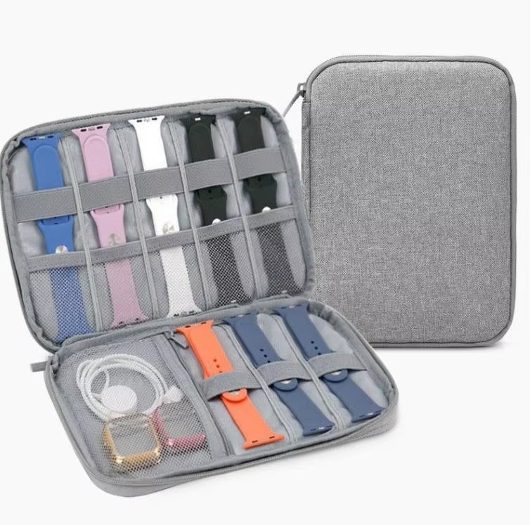 Laudtec Nylon Zipper Watch Strap Holder Bags Storage Case Custom Logo Portable Travel Simple Business Watch Bands YXJ40 Wholesale OEM/ODM/Private Label