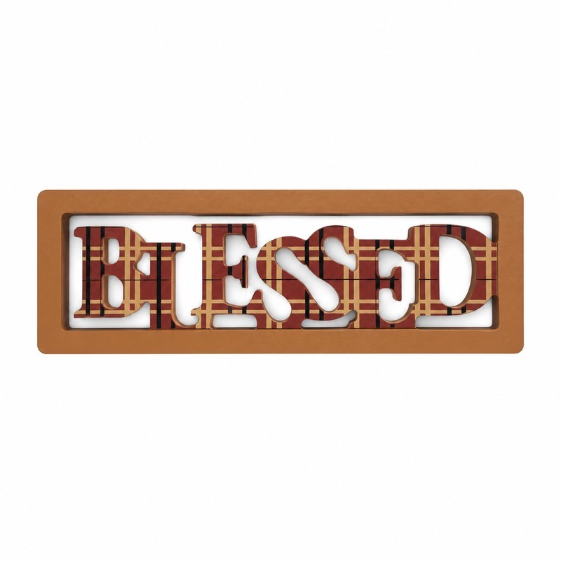 Blessed Plaid Wooden Framed Fall Sign