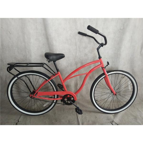 26 Steel Matte Black Men's Single Speed Coaster Brake Beach Cruiser Bike with Rear Carrier