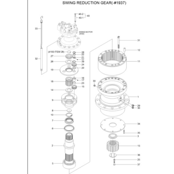 R210LC-7 Swing 2nd Sun Gear Excavator Gear Parts XKAQ-00011 4893389 XKBH-01932 3901774