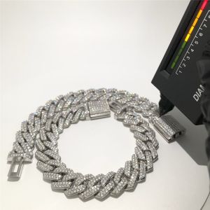 Золото золота связи Moissanite кубинськой связи 925 стерлинговое серебряное Moissanite привесное