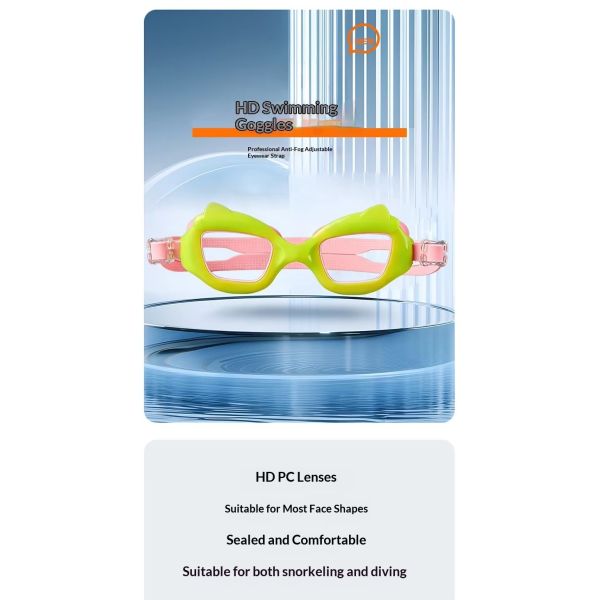 Wholesale Factory Customization Children's Cartoon Cat-Ear Swimming Goggles with Anti-Fog Technology and High-Definition Lens for Clear Vision