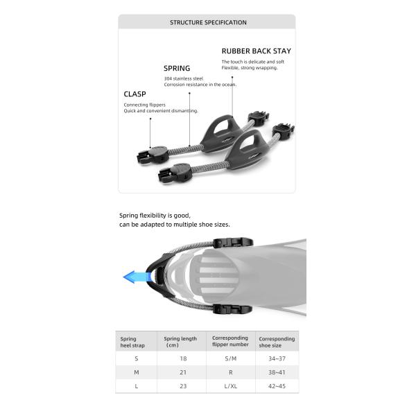 Cinturón de buceo de acero inoxidable negro Cinturones de aletas de buceo para buceo con snorkel