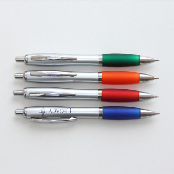 silver body colored grip retractable plastic ball pen,popular promotional gift ball pen