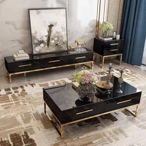 Modern Light Luxury Stainless Steel Lacquer Dressing Table TV Cabinet Combination