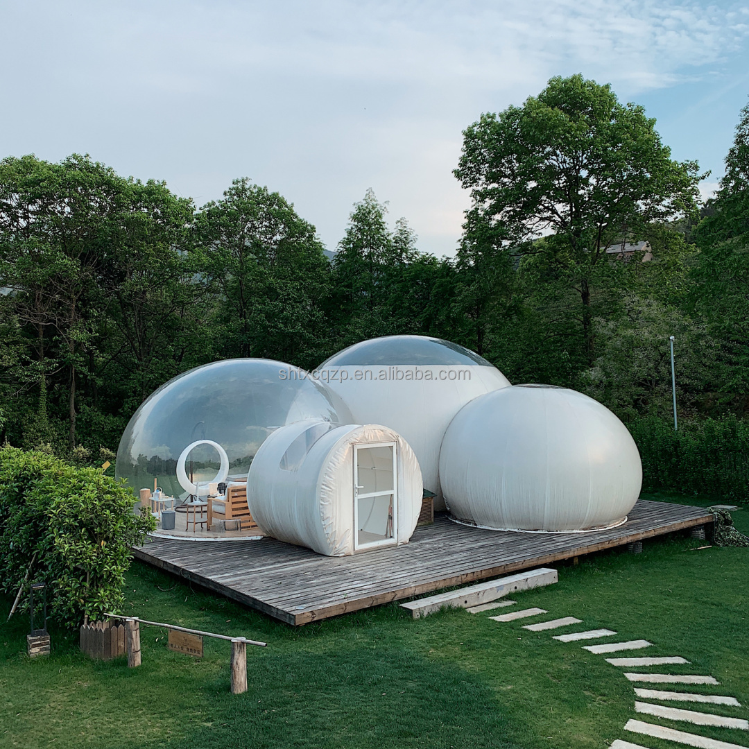 China Factory Cheap Inflatable Double Long Tunnel Clear Dome Tent Bubble Transparent House for Party Advertising