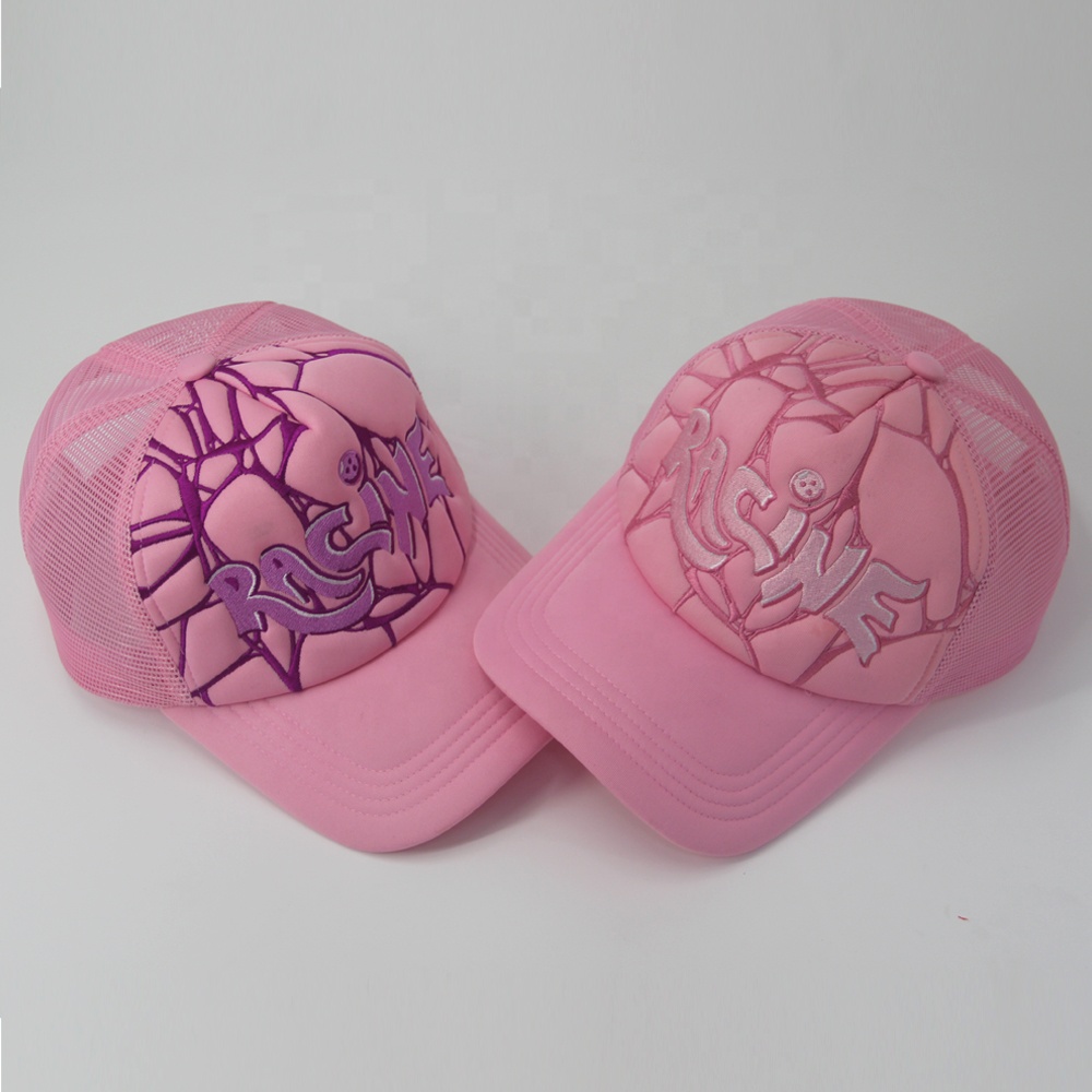 Foam Mesh Custom 3D Embroidery Trucker Hats Embroidered Full Embroidered