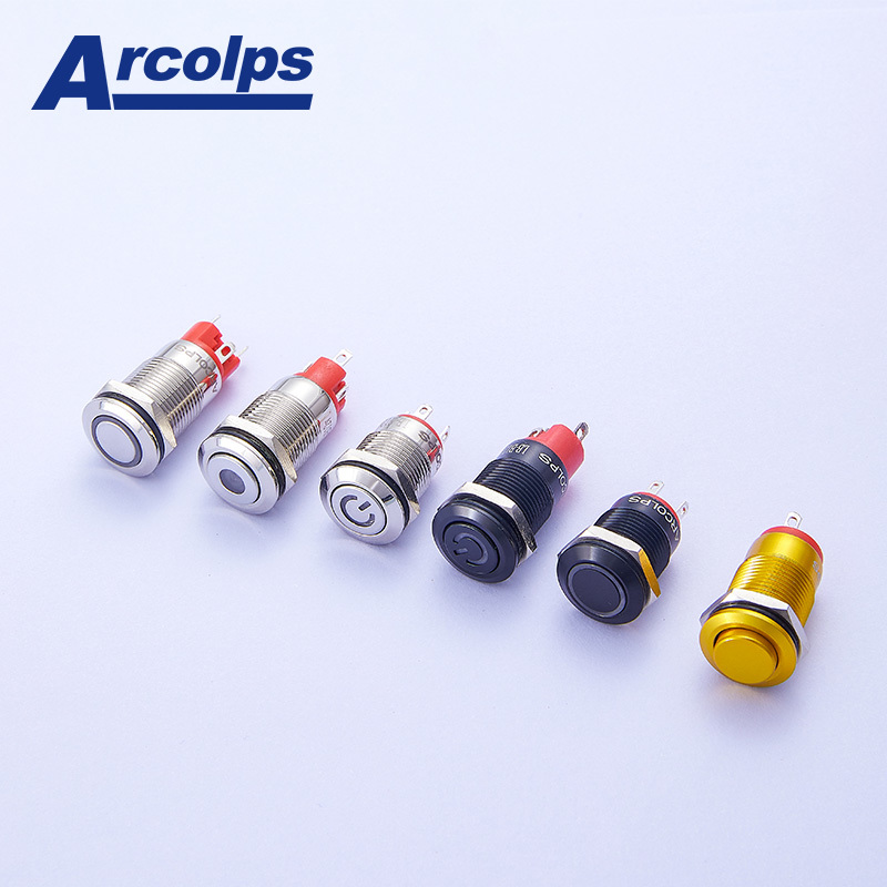 2A 10A IP67 Metal Push Button Switch On Off 2NO 10mm Momentary Switch