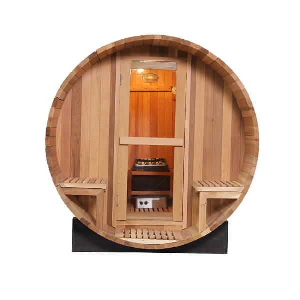 Traditional Canadian Red Cedar Solid Wood Barrel Sauna Rooms Outdoor Wet Steam