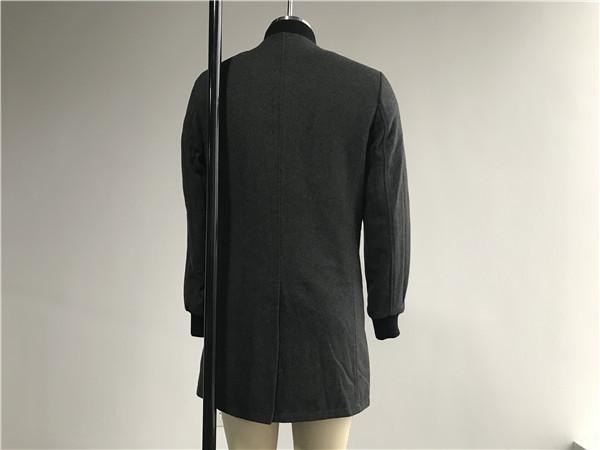 Menswear Charcoal Metlon Coat With Funnel Rib Collar XS-XXXL Size TW79364